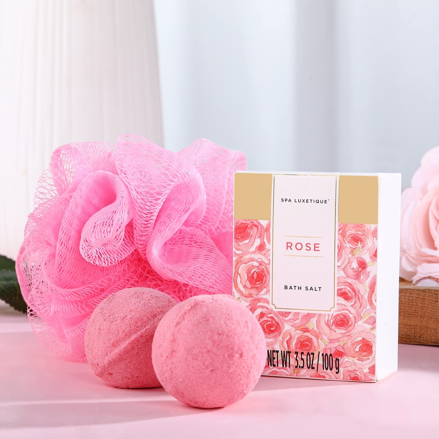 Gift Set For Women, Bath Sets for Women Gift, 8 Pcs Rose Spa Basket Includes Bubble Bath, Shower Gel, Body Lotion, Mom Birthday Gifts, Mother‘s Day Gifts for Her
