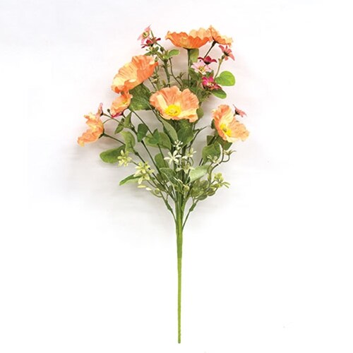 Artificial Wildflower Bush Blooms 22 Inch Rustic Floral Stem Decor Set of 3