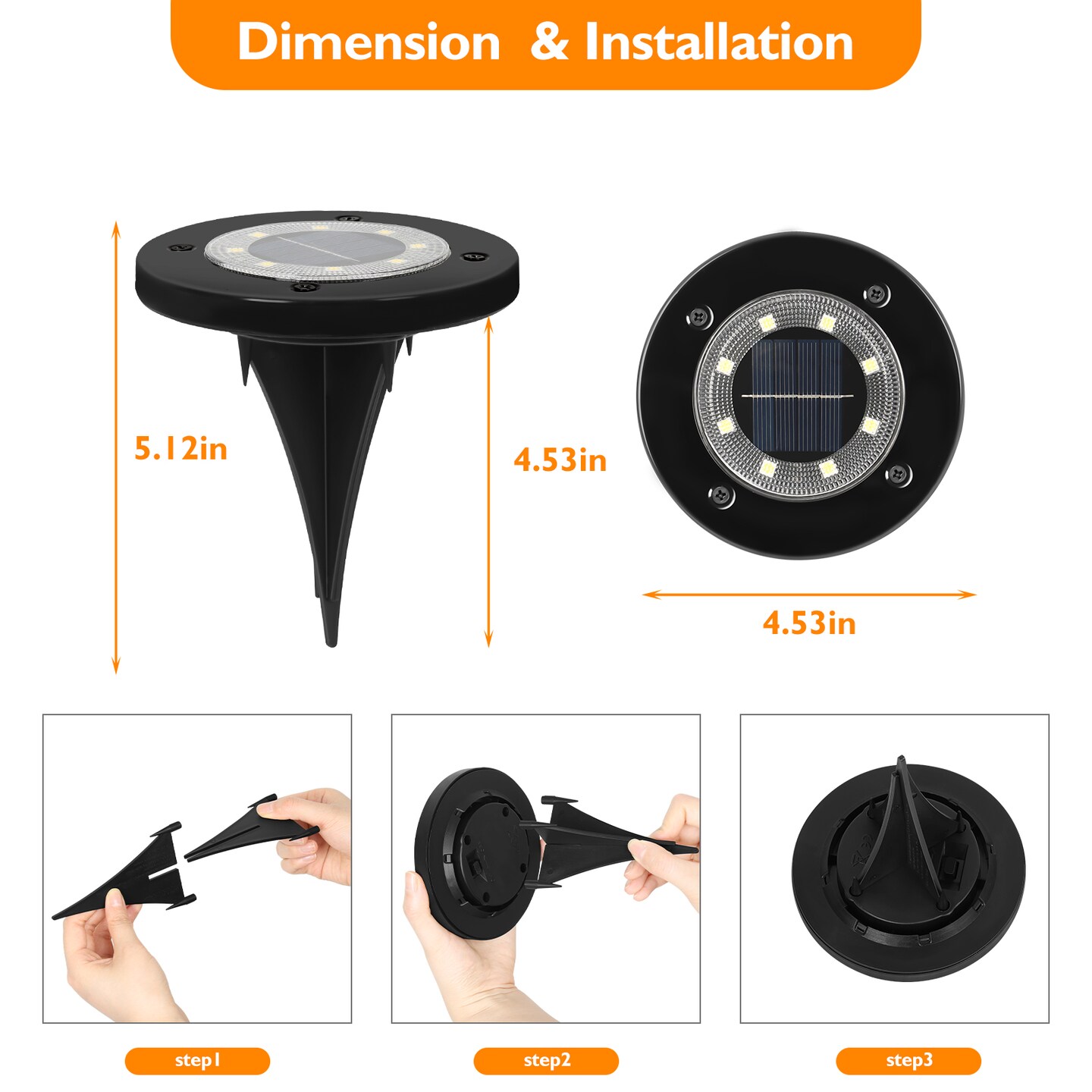 8 Pack Solar Ground Lights, 8 LED Warm White IP65 Waterproof In-Ground Outdoor Lights for Garden