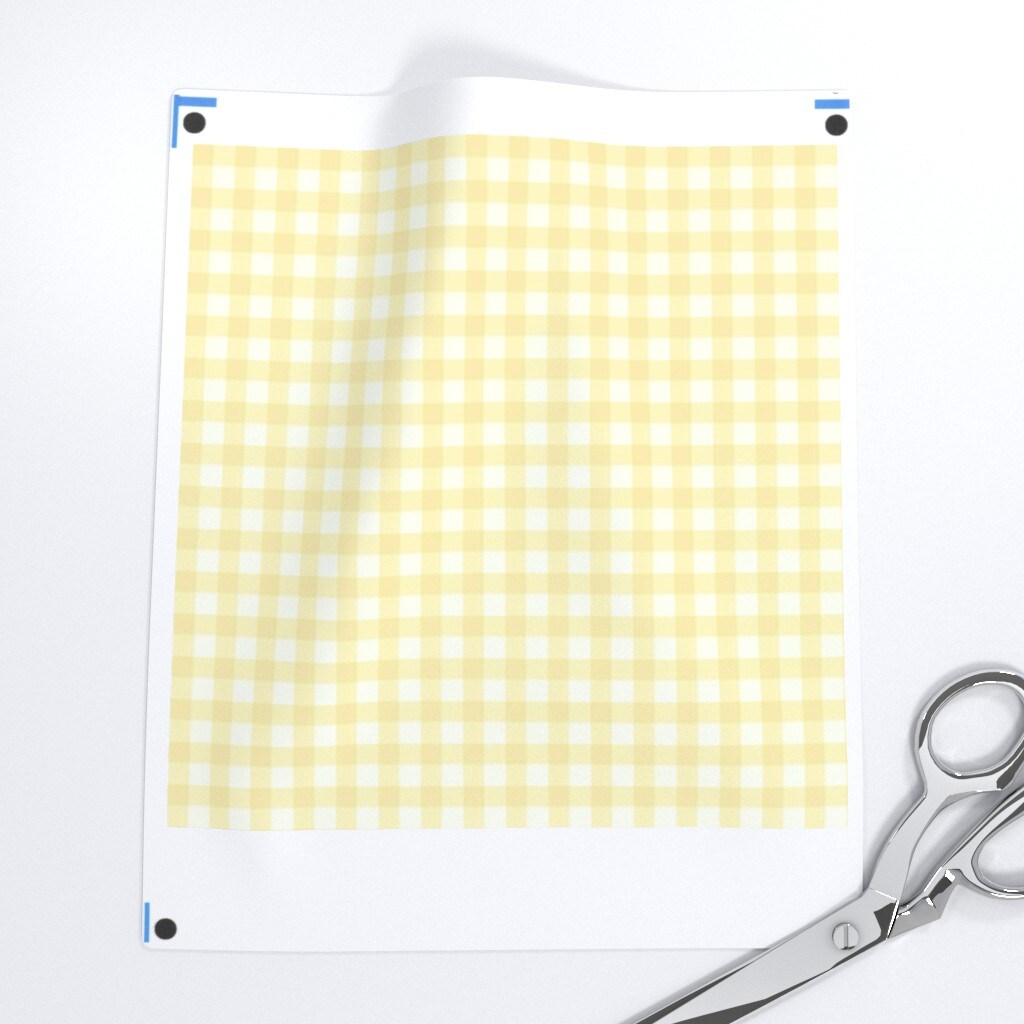 Pale Sunshine Gingham Yellow Lemon Check Plaid Custom Printed Fabric by Spoonflower Various Fabrics by the Yard or Fat Quarter