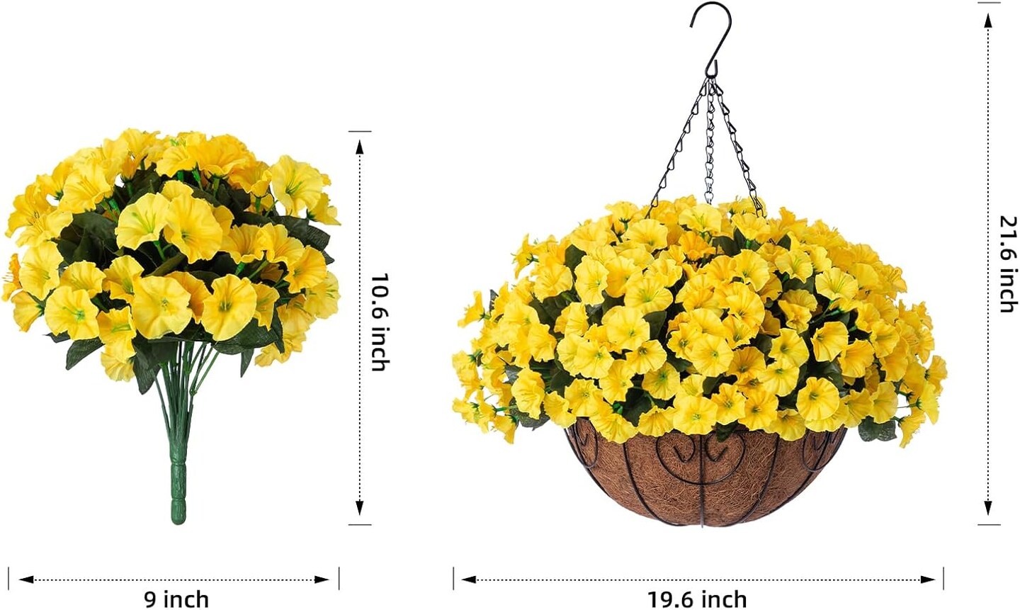 Artificial Fake Hanging Flowers Plants Basket for Outdoor Summer Decoration