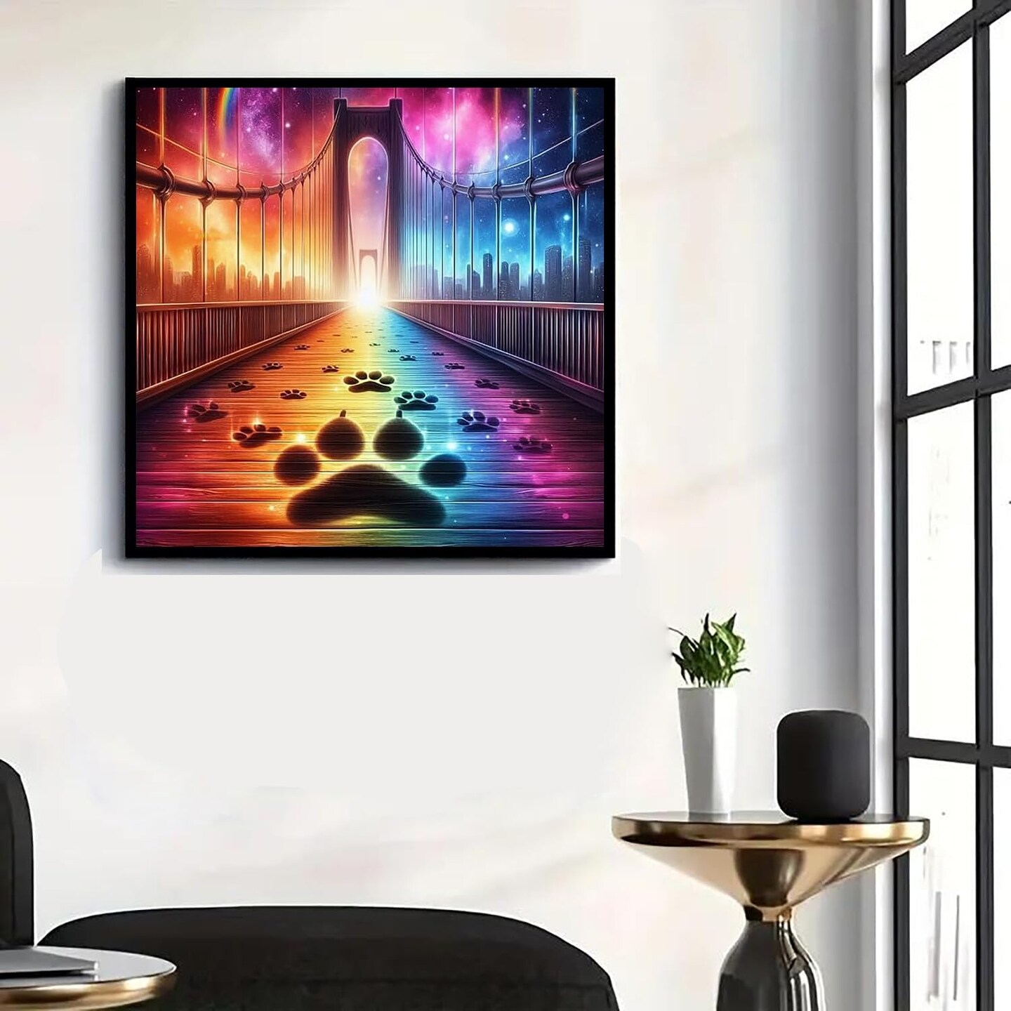 5D Diamond Painting Kit for Adults Beginners,DIY Rainbow Bridge Paint by Diamond Art Kits,Suitability Friends Full Round Drill Diamonds Dots Gem Art,Home Wall Decor 13.78x13.78 Inch