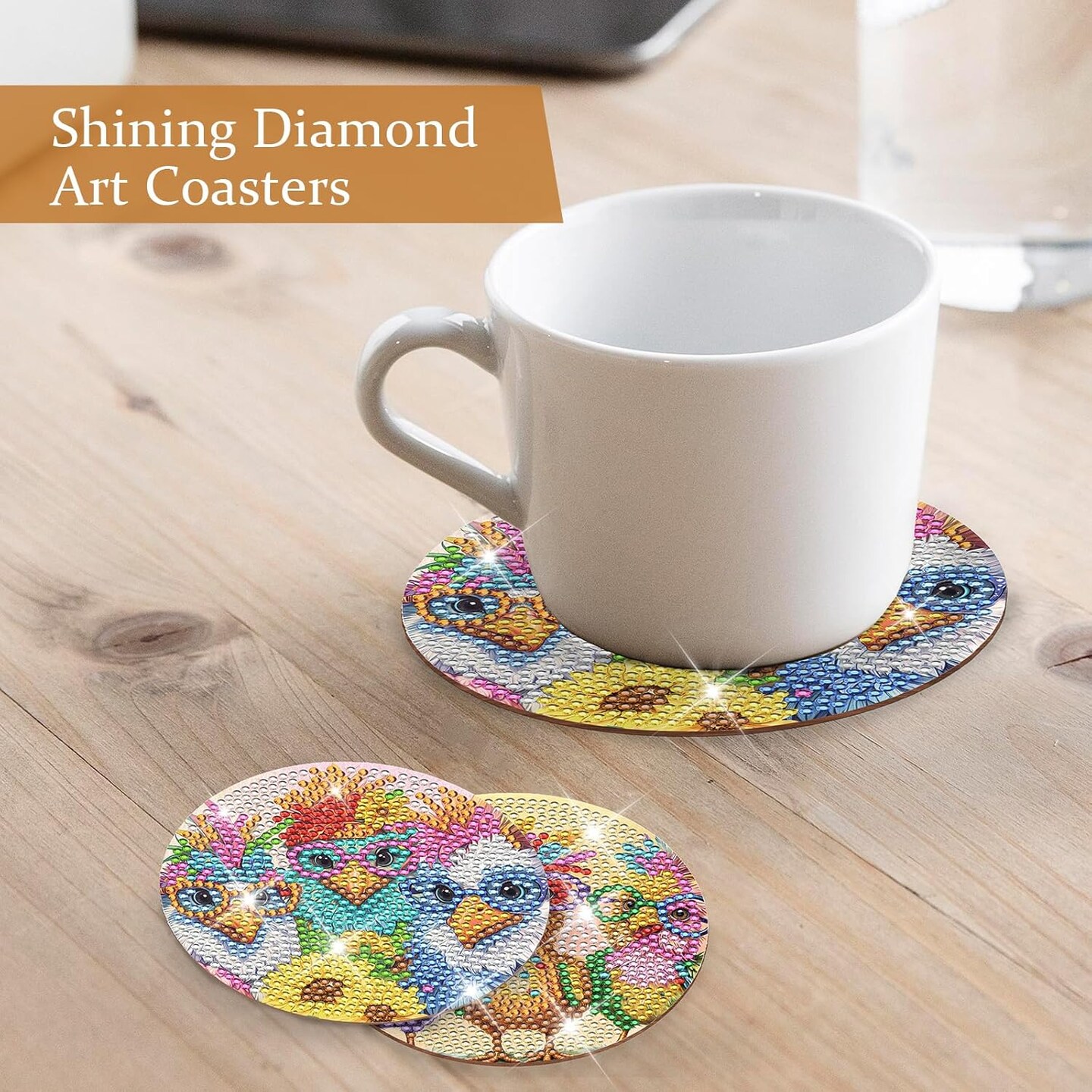 Chicken Diamond Art Painting Coasters - 8PCS Rooster Diamond Art Kits