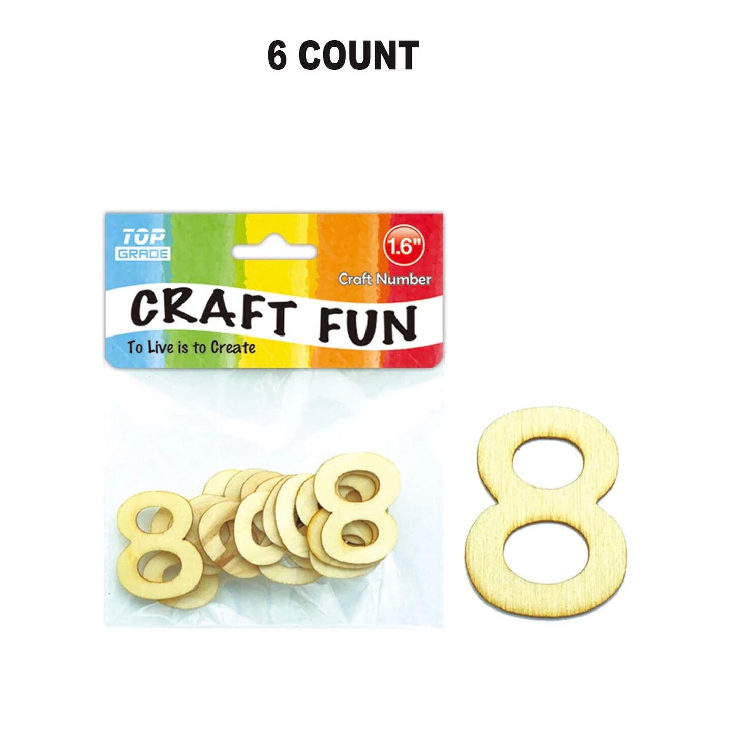 Wooden Craft Number 8 1.6 Inch, 12 Count