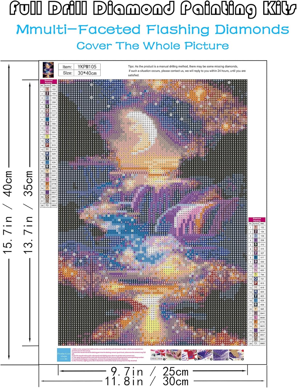 5D Diamond Painting Kits for Adults, Moon Waterfall Diamond Art Kits for Beginners, DIY Full Round Drill Moonlight Landscape Paint with Diamond Dots, Home Wall Decor 12 x 16 Inch