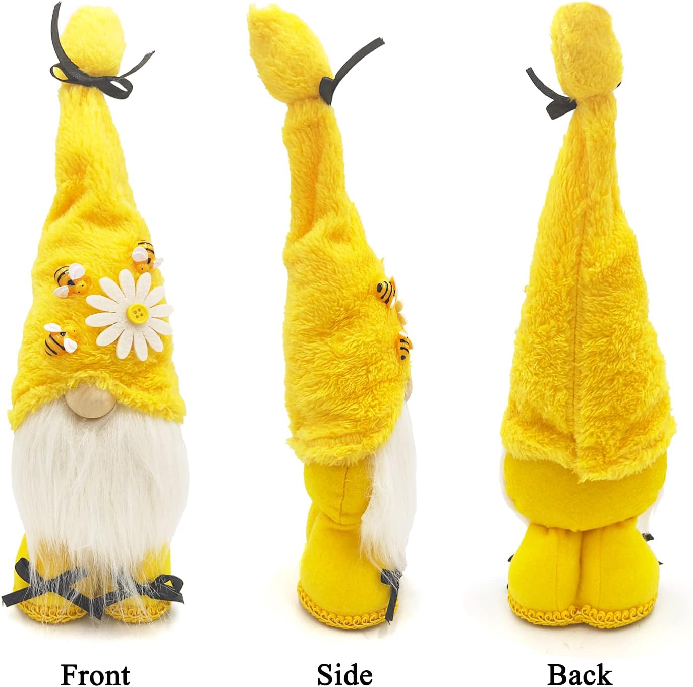 Bumble Bee Gnomes Plush Elf Decorations Yellow Handmade Honey Bee Gnome Scandinavian Tomte Swedish Nisse for Spring Summer Home Table Ornament