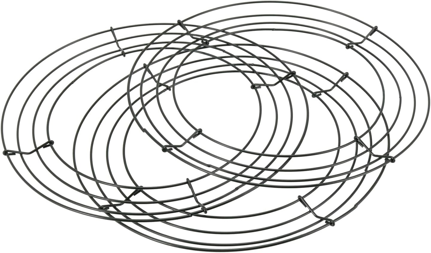 25 Pack 10 Inch Round Metal Wreath Frame Ring, DIY Floral Wire Wreath Form for Wedding Party, Green