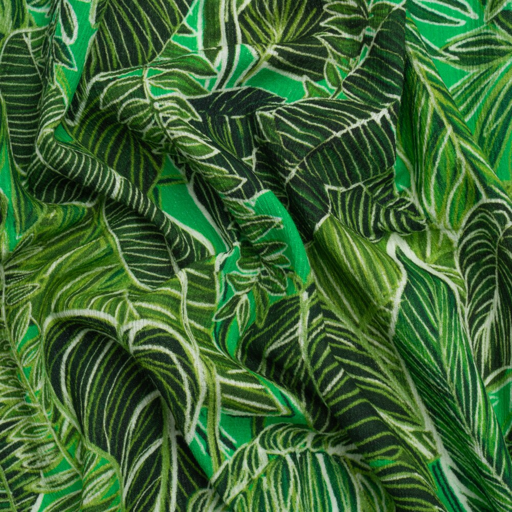 1 Yard Green Tropic of Capricorn Slubbed Gauzy Cotton Woven Fabric 55 inch Width
