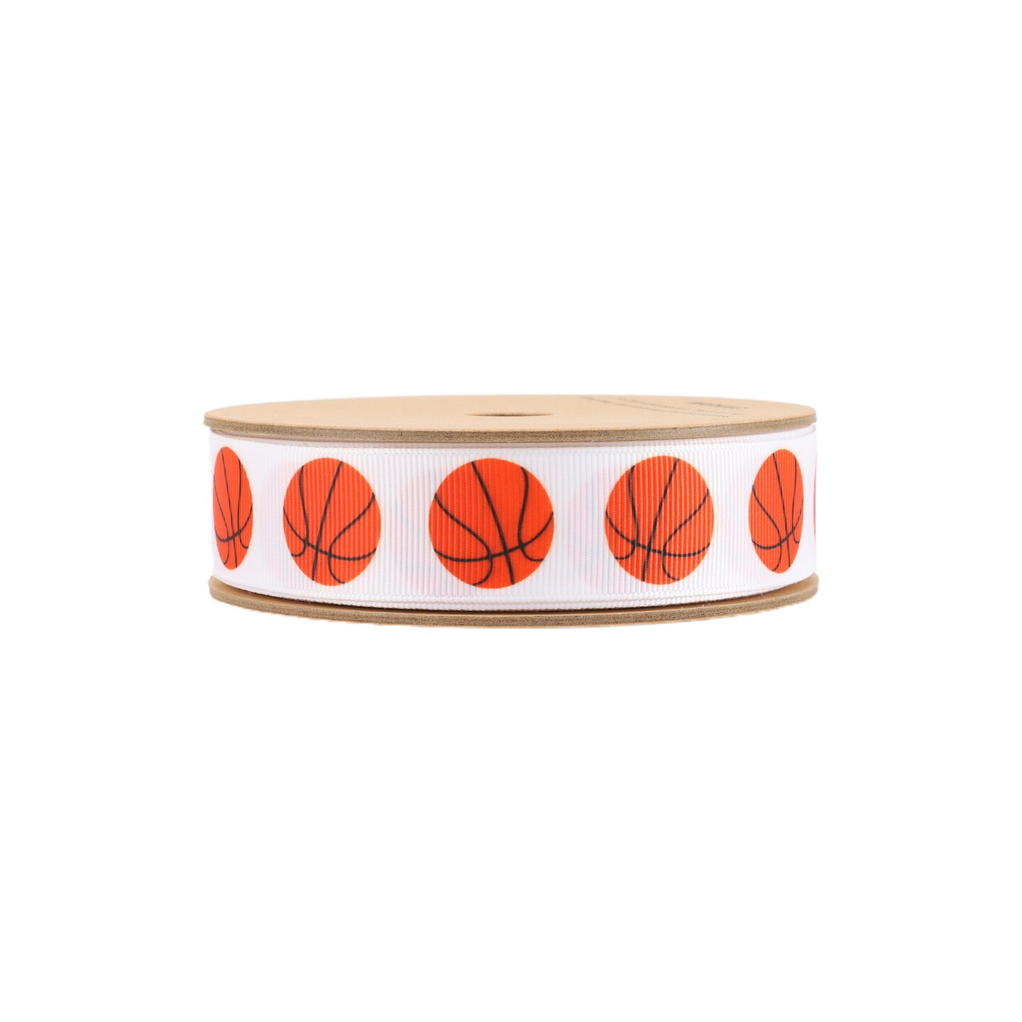 LaRibbons 1" Printed Grosgrain Ribbon | Basketballs on White | 25 Yard Roll