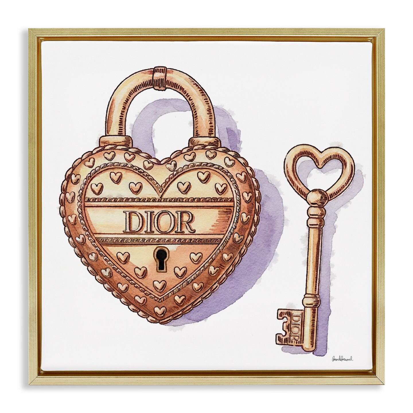 Stupell Industries Glam Lock and Key Floating Frame, design by Amanda Greenwood