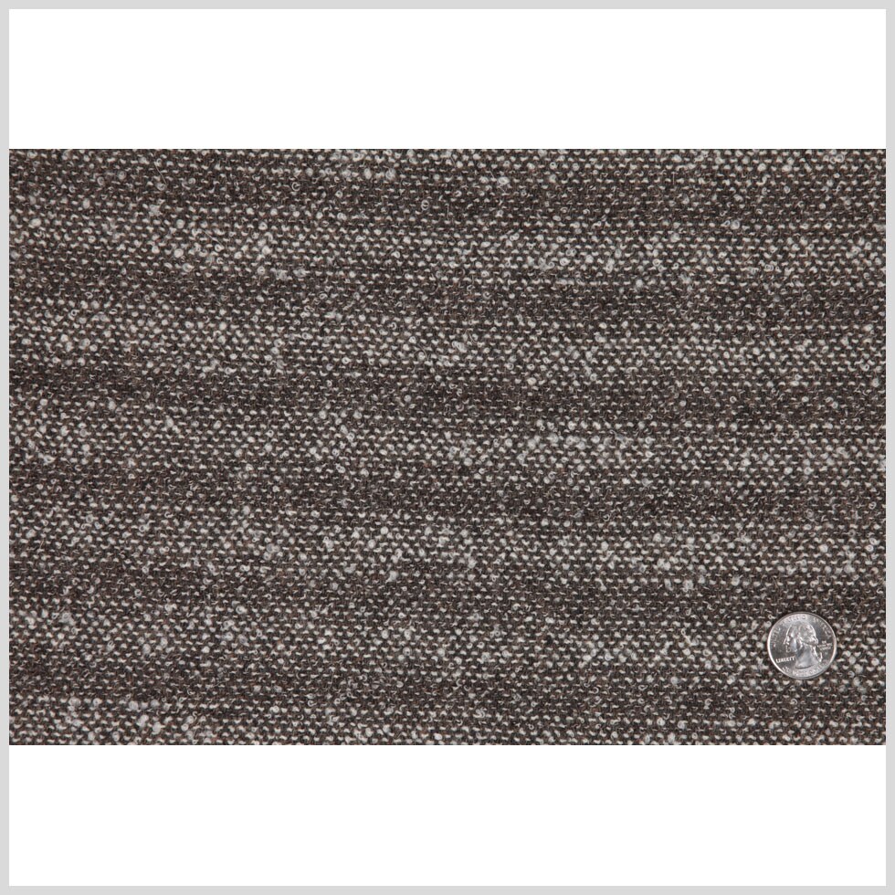 1 Yard Famous NYC Designer Italian Heathered Brown Ticking Stripes Wool Boucle