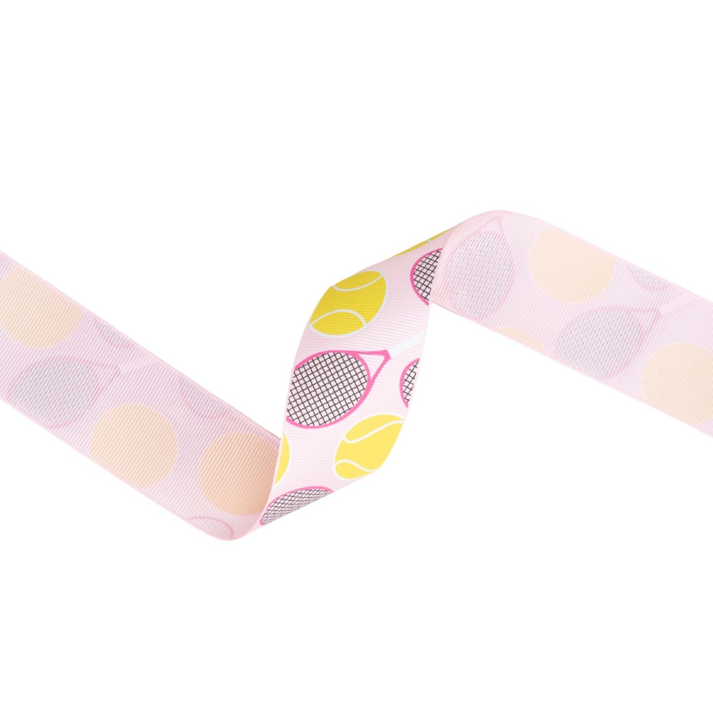 LaRibbons 1 1/2&#x22; Printed Grosgrain Ribbon | Tennis Balls and Rackets | 25 Yard Roll