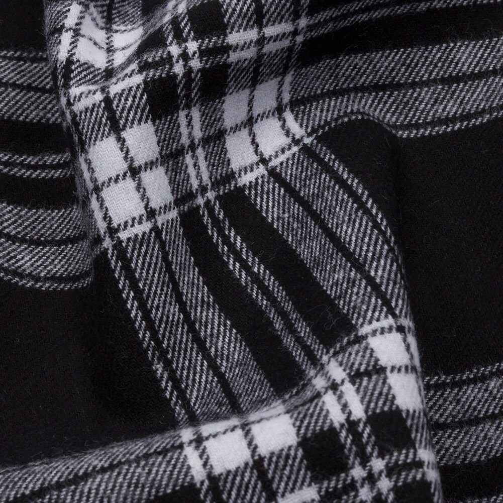 1 Yard Black and White Plaid Cotton Flannel Fabric 56 inch Width