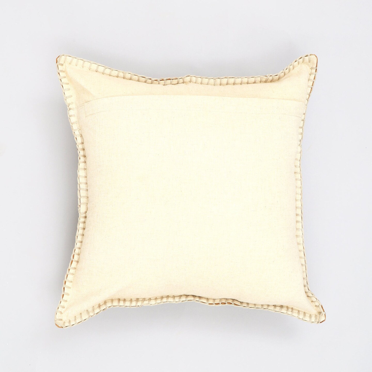 Stonewashed Cotton Velvet Throw Pillow with Decorative Handstiched Edges - 19&#x22;x 19&#x22;