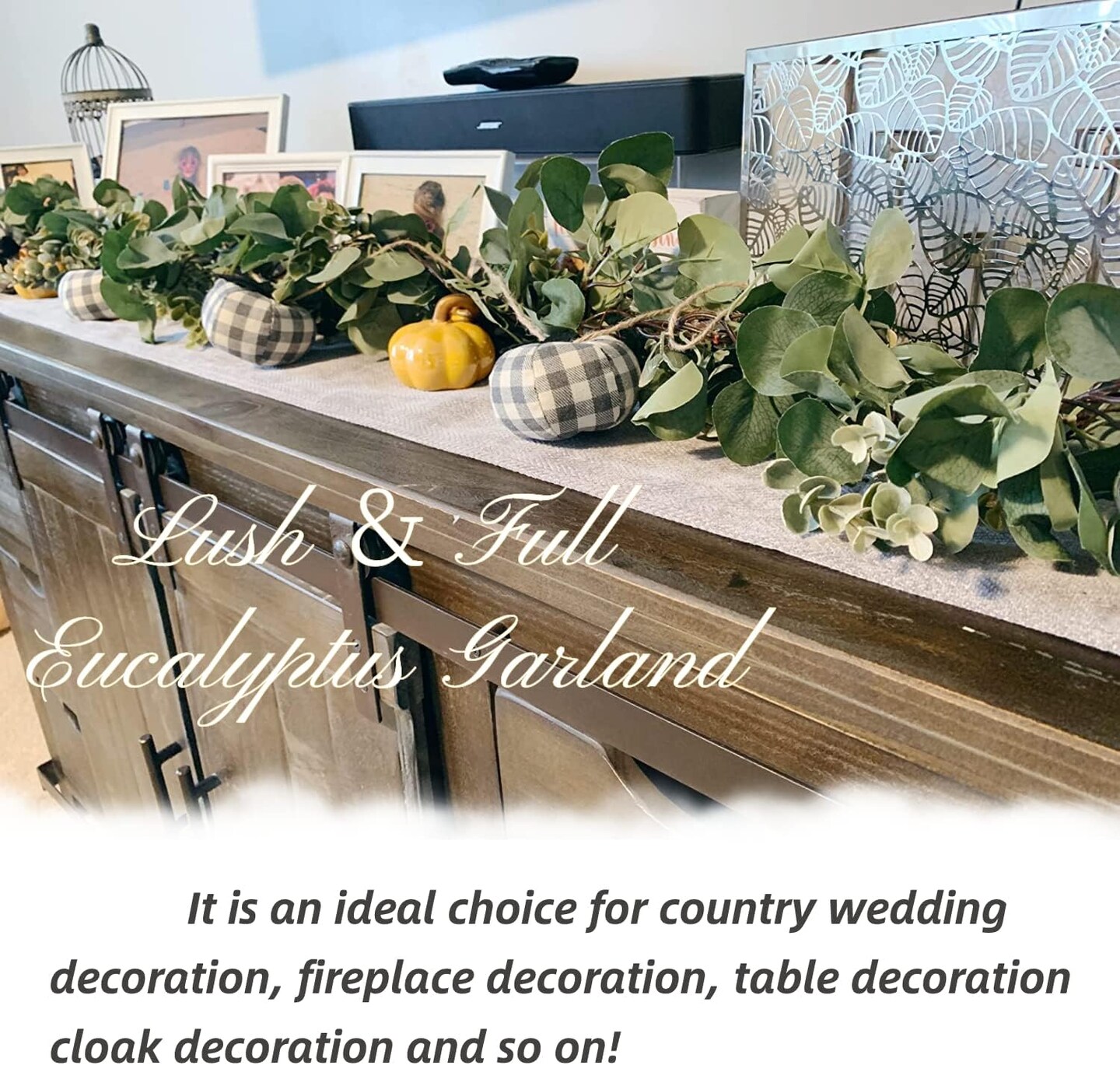 Eucalyptus Spring Garland 6.56 Ft Lush Silver Dollar Leaves Boxwood Artificial Faux Greenery Vines for Baby Shower Wedding Party Table Runner Room Home Mantle Decor