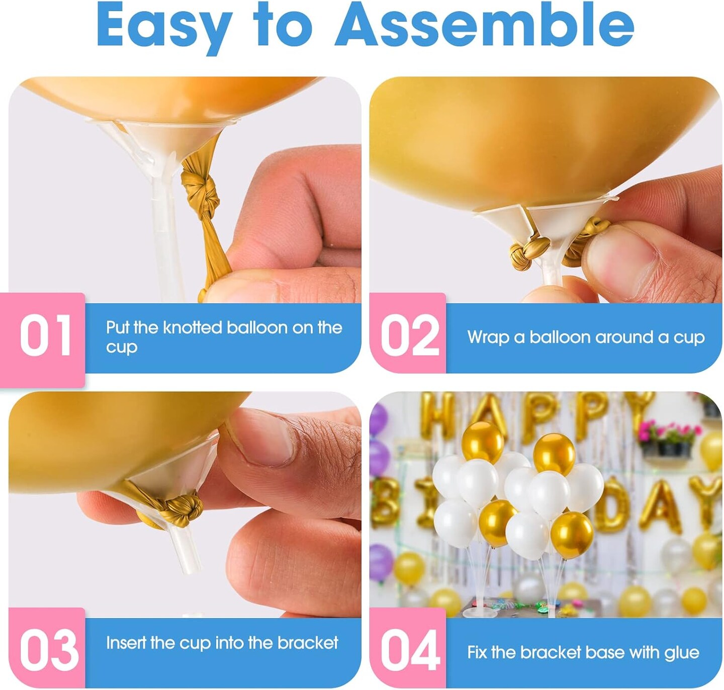 6 Sets Balloon Stand Kits, Balloon Sticks Holders with Base for Table Graduation Birthday Baby Shower Gender Reveal Party Decorations
