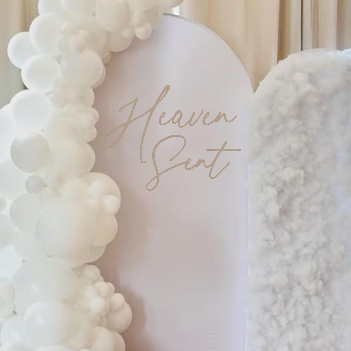 Heaven Sent Decal - Baby Shower Decorations, Gender Reveal Party Balloon Arch Sign, Heaven Theme Birthday Party Supplies (Heaven Sent Decal Brown)