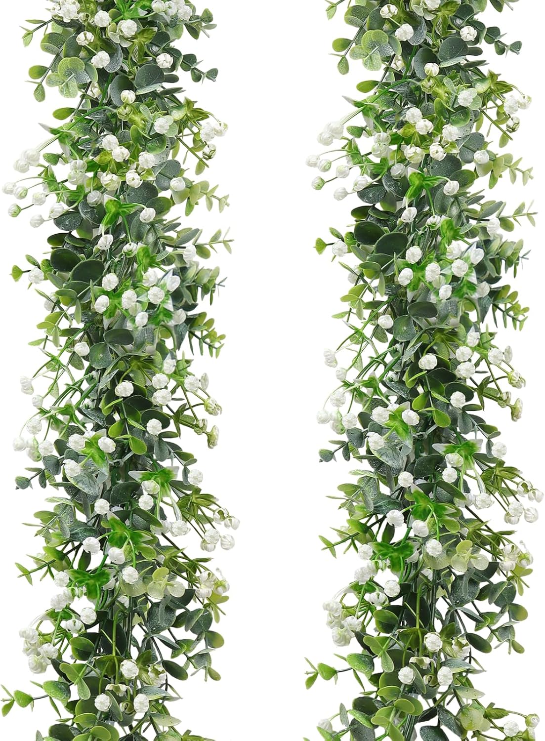 2 Pack Artificial Eucalyptus Garland 6FT – Faux Eucalyptus Leaf Vines, Table Greenery Wreath Garland for Wedding Backdrop, Arch & Party Decor