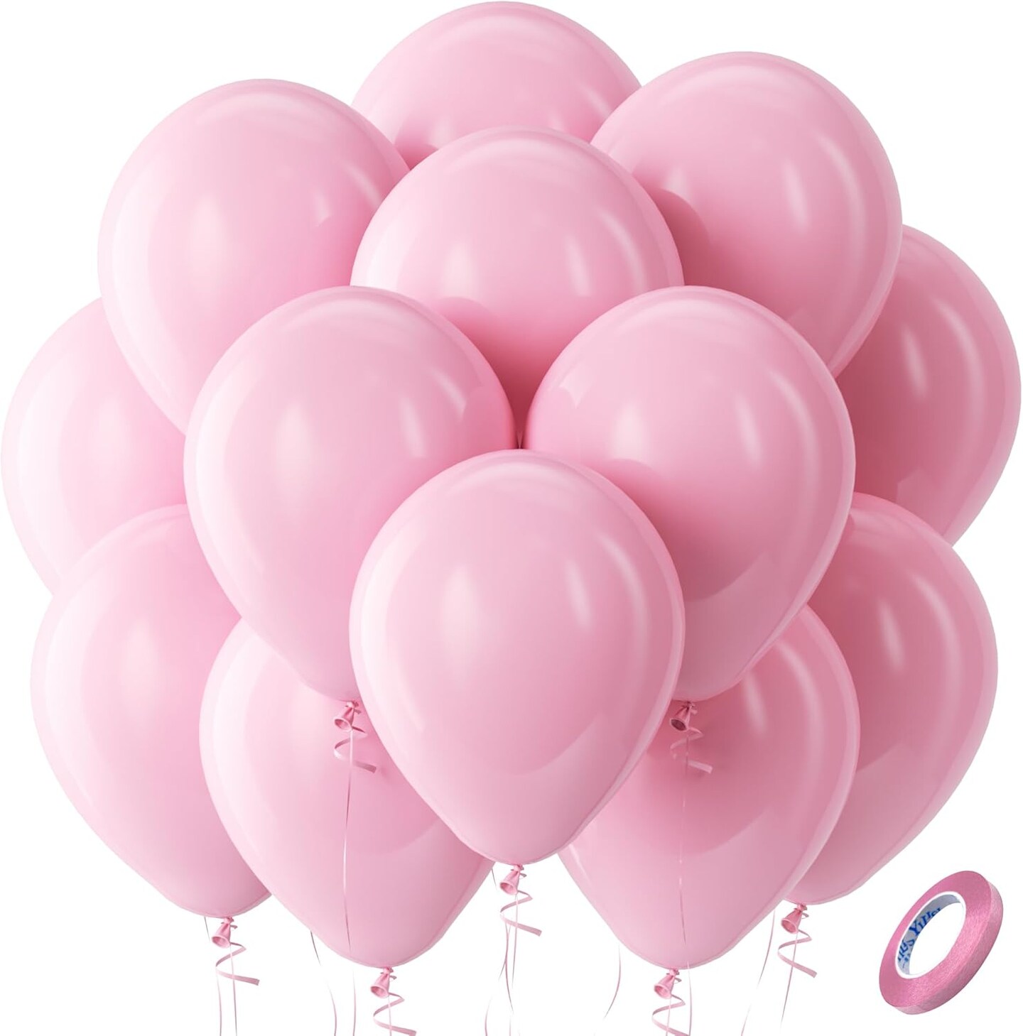 Pastel Pink Latex Party Balloons - 100 Pack 12 inch Round Helium Light Pink Baby Pink Balloons for Wedding Baby Shower Gender Reveal Birthday Party Decoration