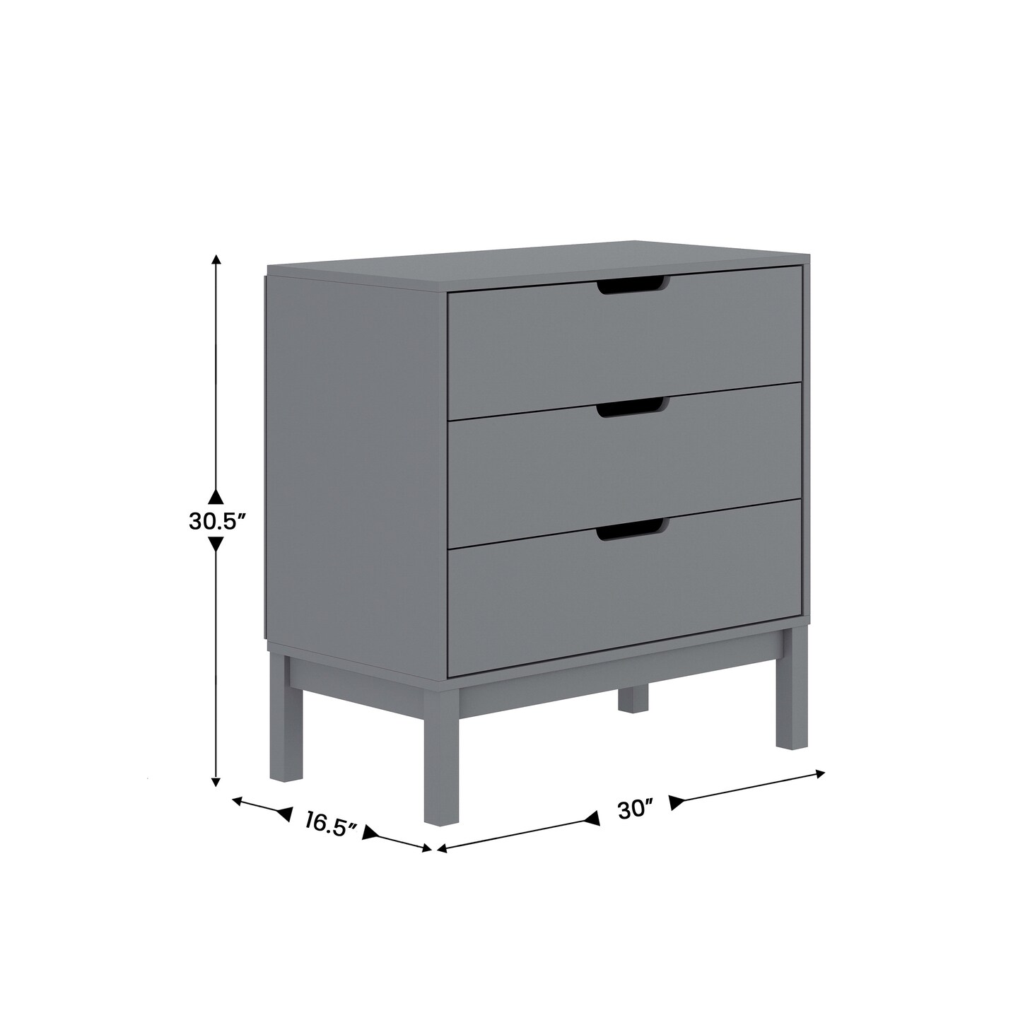 Emma and Oliver Samuel Kids Triple-Drawer Dresser with Solid Wood Frame, Chest of Drawers for Kids Bedroom