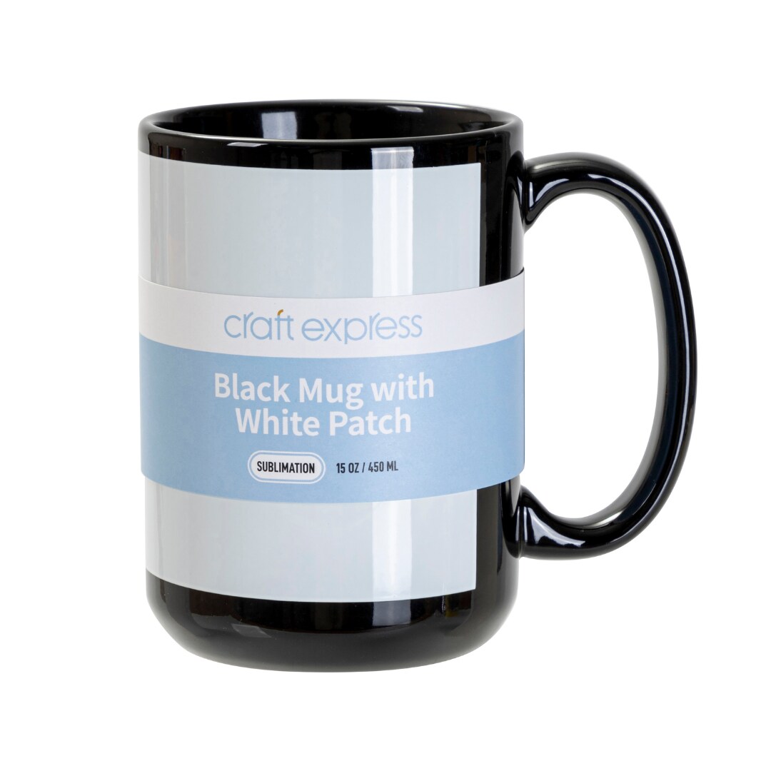 Craft Express 6 Pack 15oz Black Sublimation Mug with White Patch