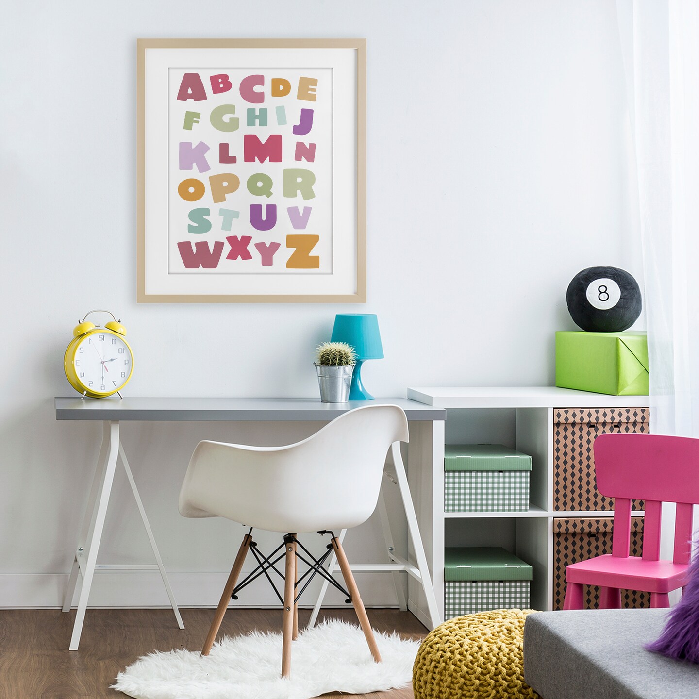 Stupell Industries Muted Alphabet Letters Framed Print Under Glass, design by Susan Ball