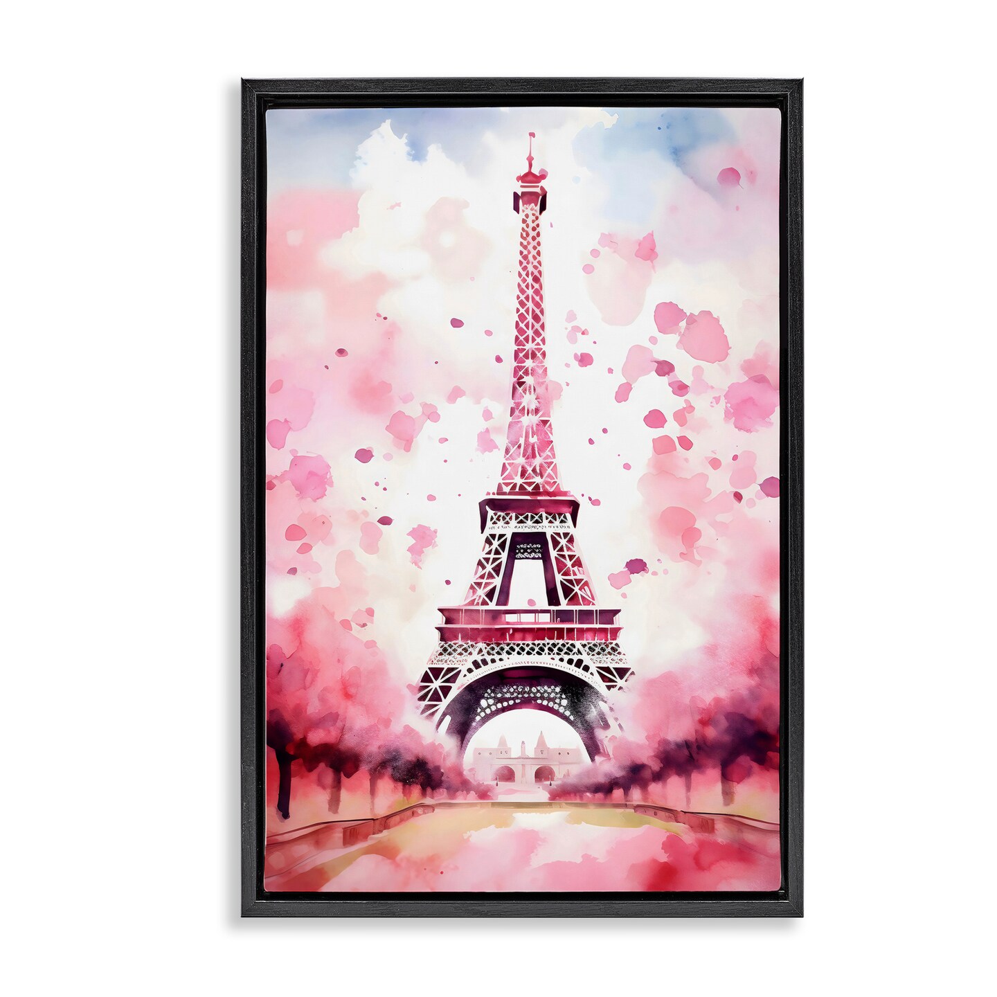 Stupell Industries Blush Watercolor Eiffel Tower Floating Frame, design by Creative Studio