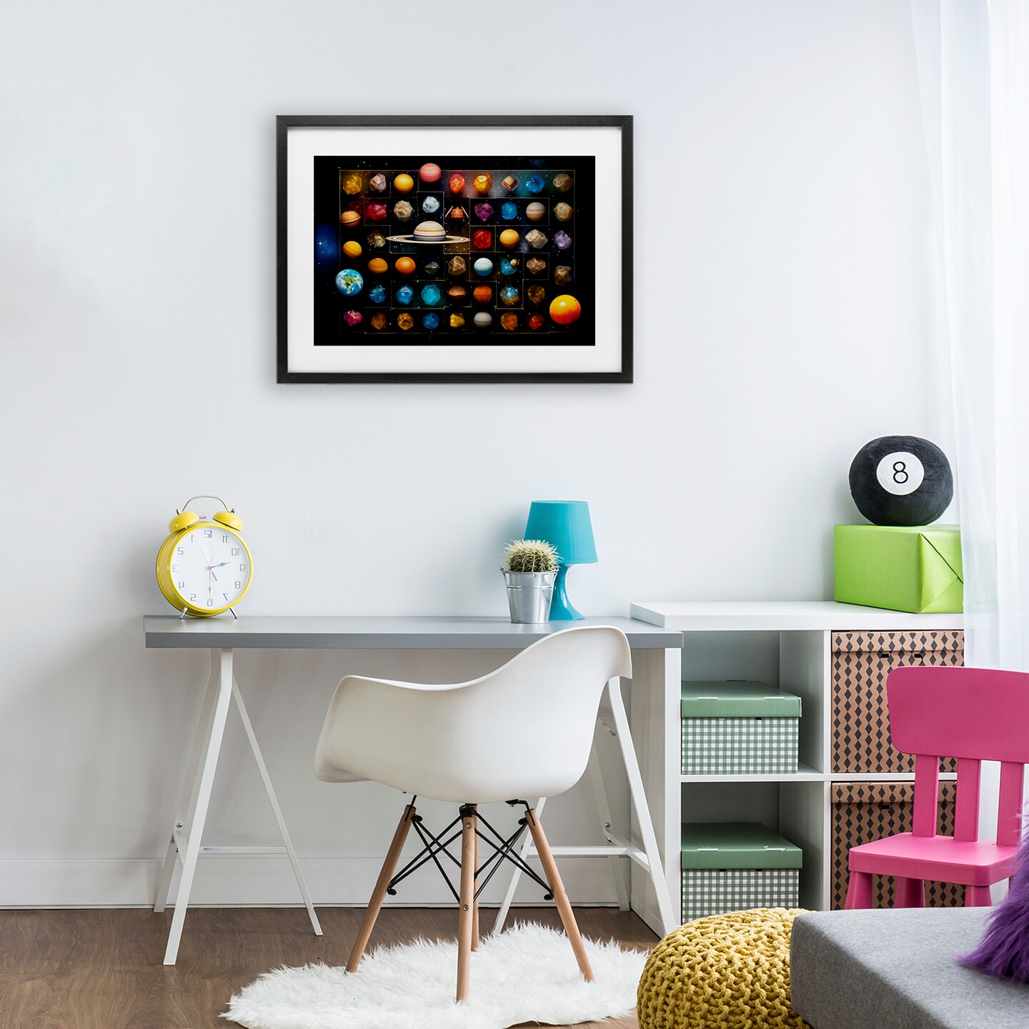 Stupell Industries Celestial Gems & Planets Framed Print Under Glass, design by Ray Powers