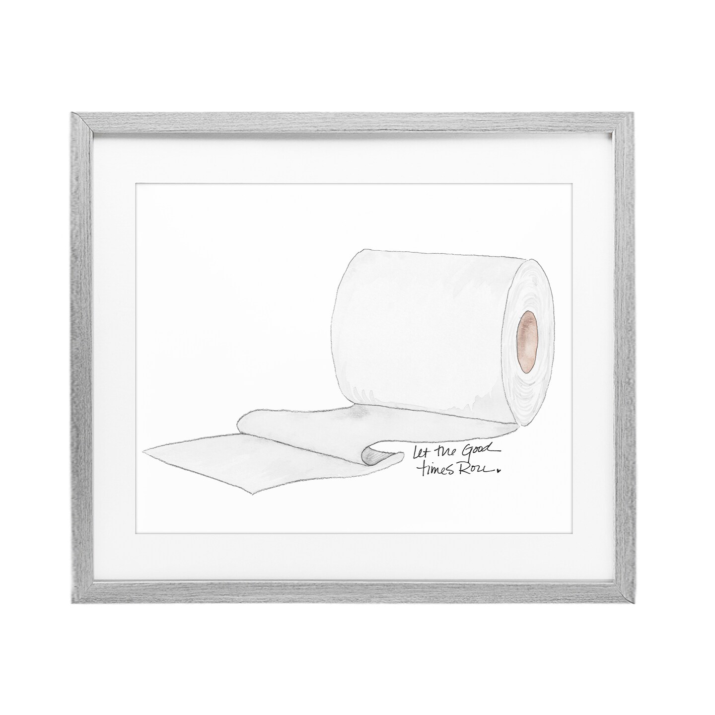Stupell Industries Good Times Roll Toilet Paper Framed Print Under Glass, design by Nola James