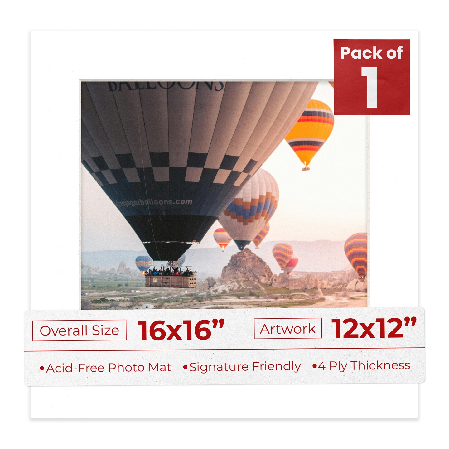 Off White Pebble Mat Board for 16x16 Frames - Fits 12x12 Photos