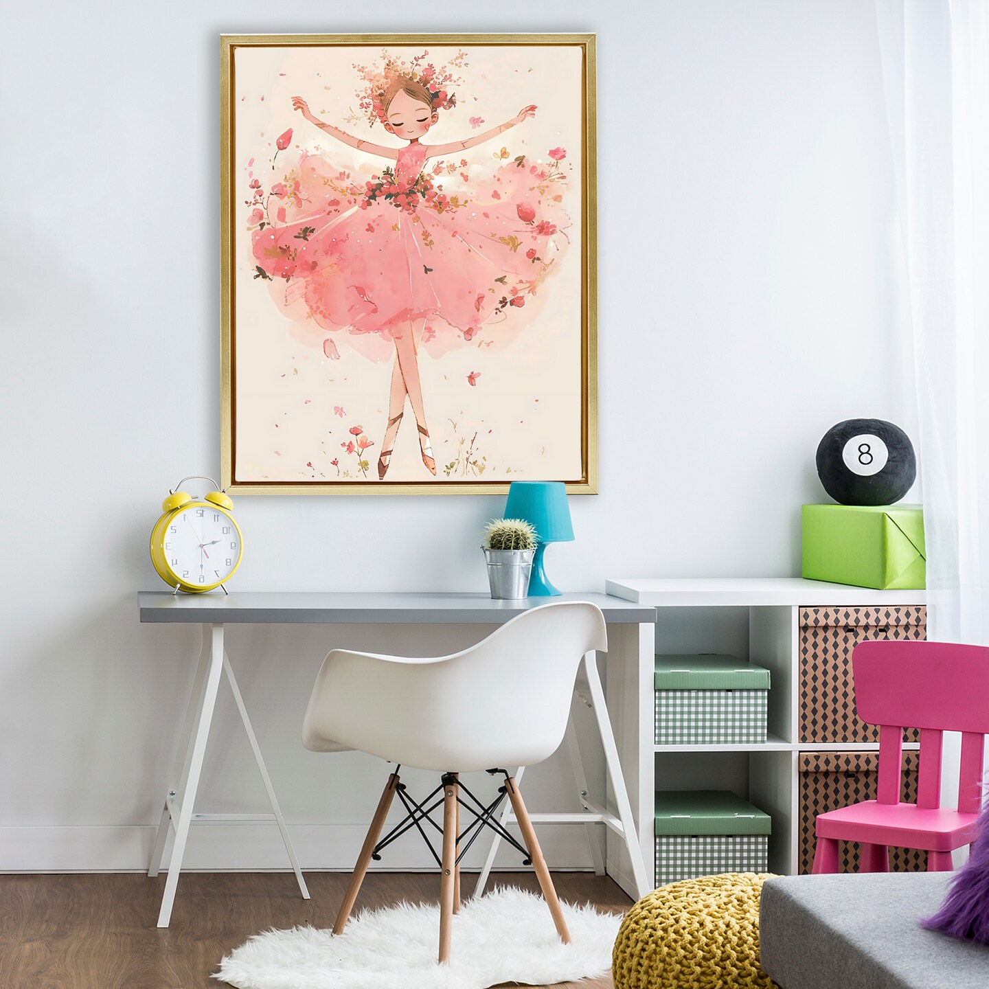 Stupell Industries Pink Floral Dress Ballerina Floating Frame, design by Creative Studio