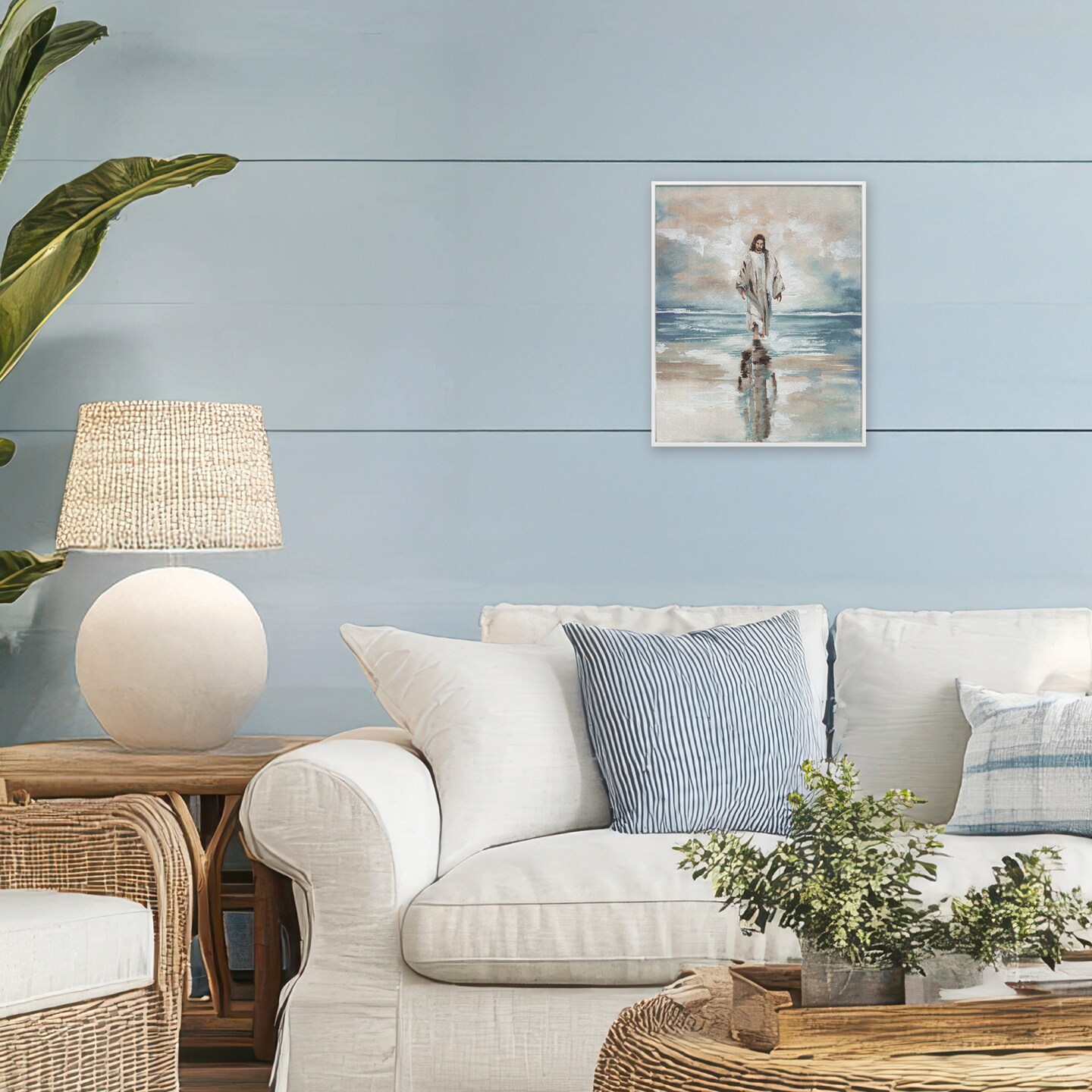 Stupell Industries Jesus on Water Framed Giclee, design by Elizabeth Medley