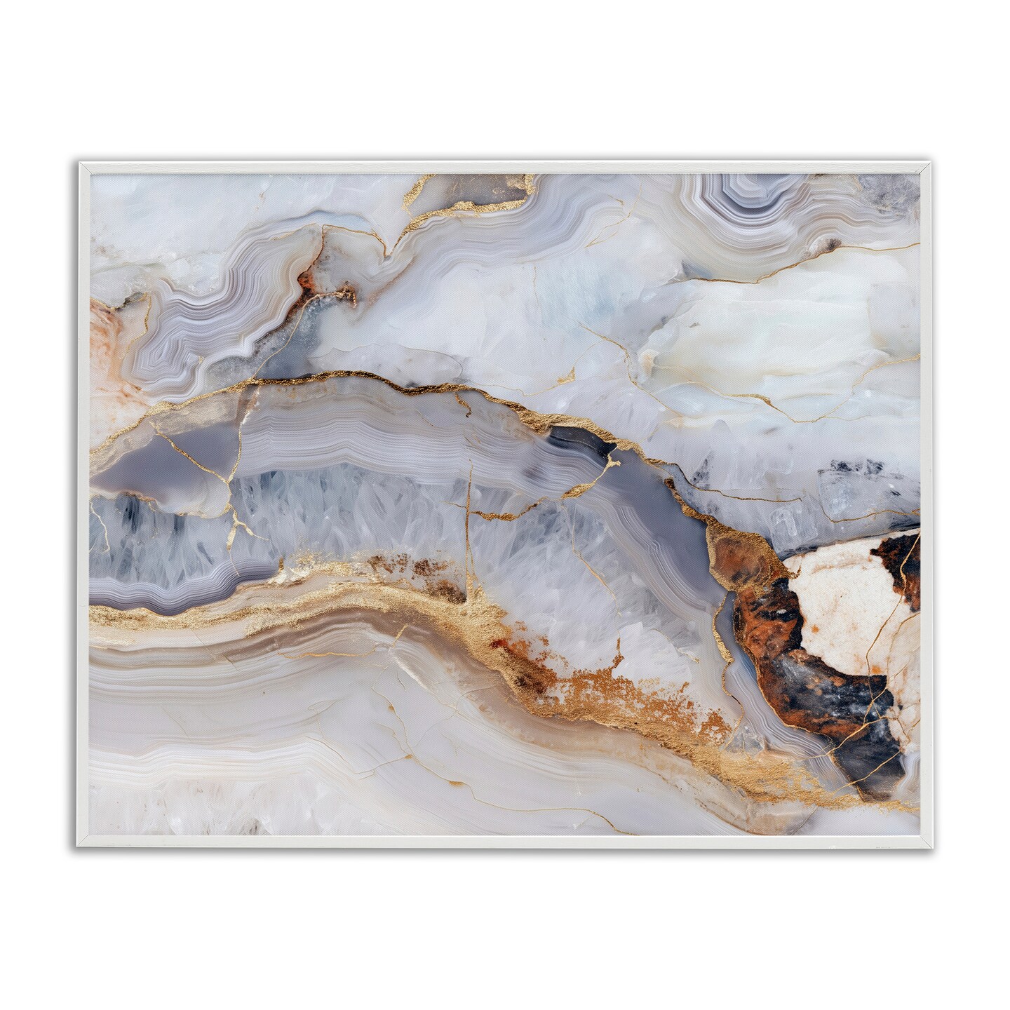Stupell Industries Marbled Gold Stone Framed Giclee, design by Svetlana Aleynikova