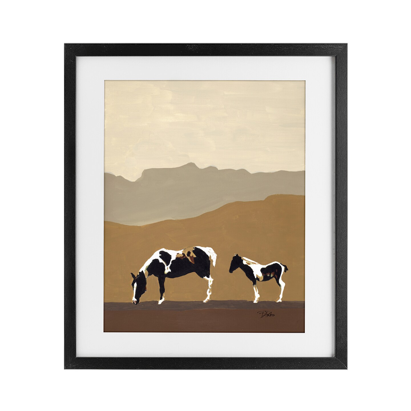 Stupell Industries Modern Mountains Horses Framed Print Under Glass, design by Patricia Pinto