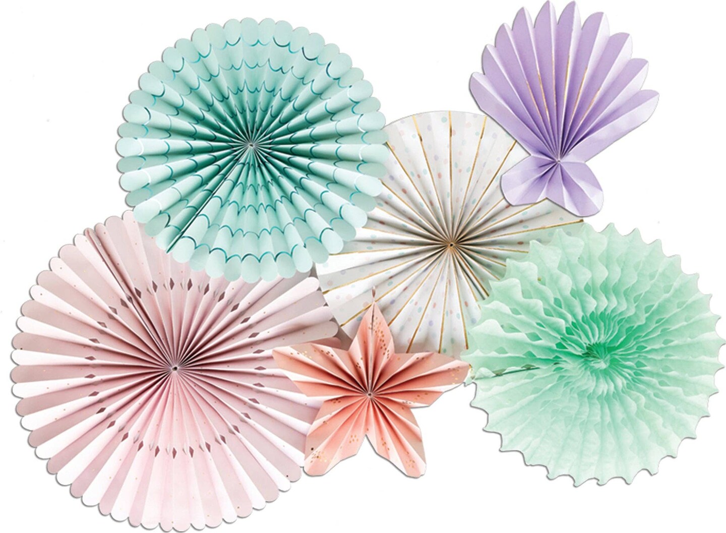 Mermaid Party Fan Set – 6 Pastel Decorations for Under-the-Sea Events