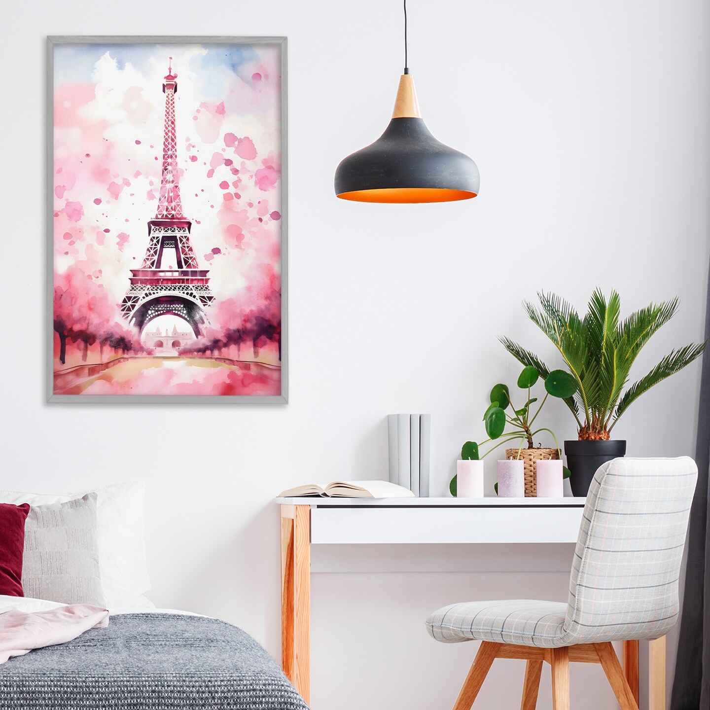 Stupell Industries Blush Watercolor Eiffel Tower Framed Giclee, design by Creative Studio