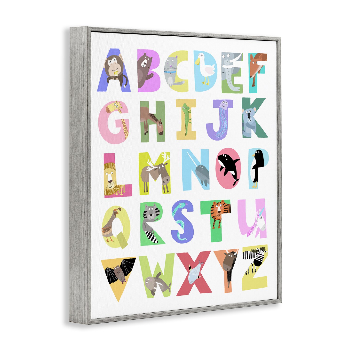 Stupell Industries Alphabet Shapes with Animals Framed Giclee