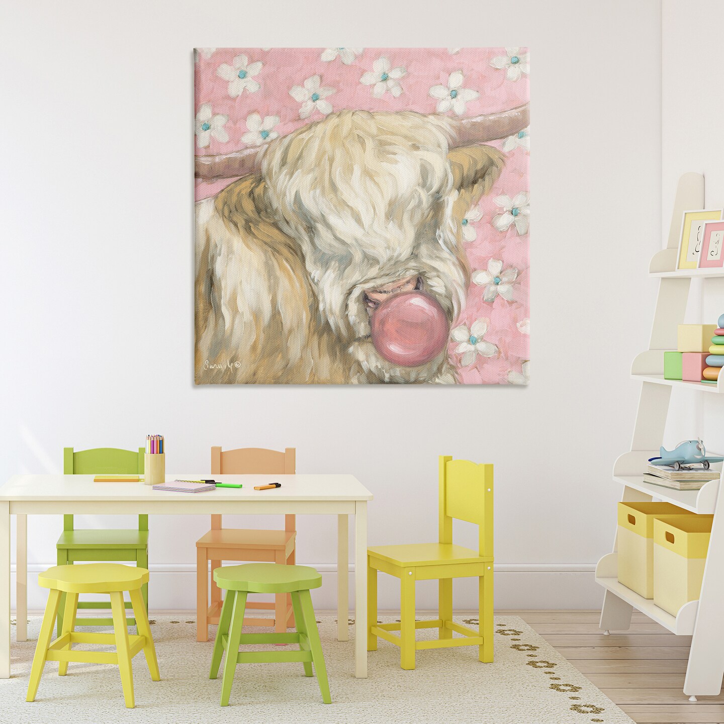 Stupell Industries Bubblegum Cutie Cattle Canvas, design by Sara G. Designs