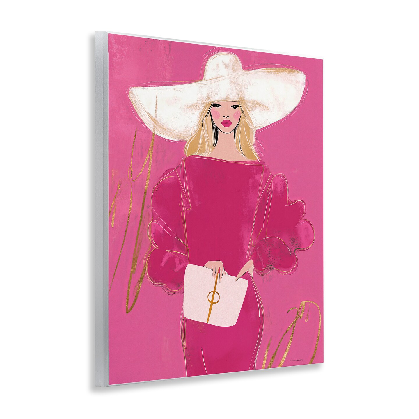 Stupell Industries Lady In Pink with Hat Wall Plaque, design by Svetlana Aleynikova