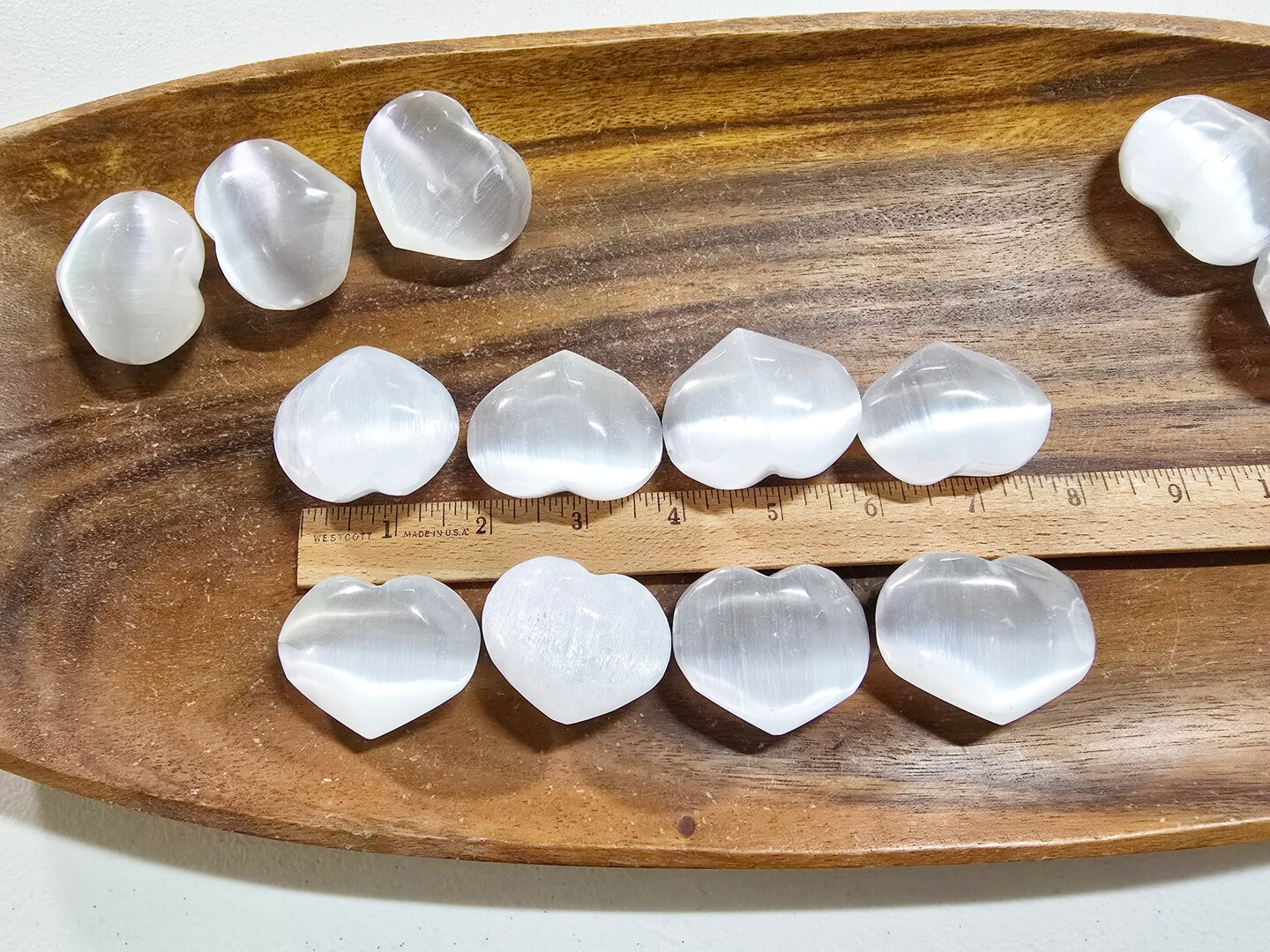 Mini Selenite Heart Stone Polished Smooth From Morocco