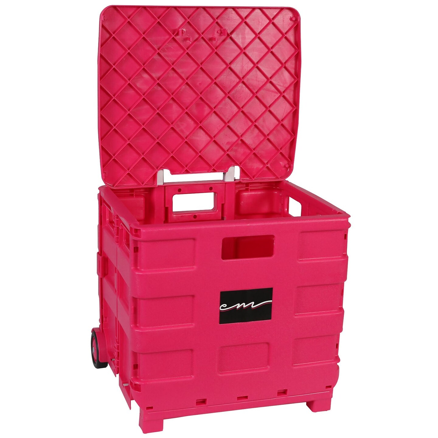 Collapsible Plastic Rolling Craft Cart, Pink