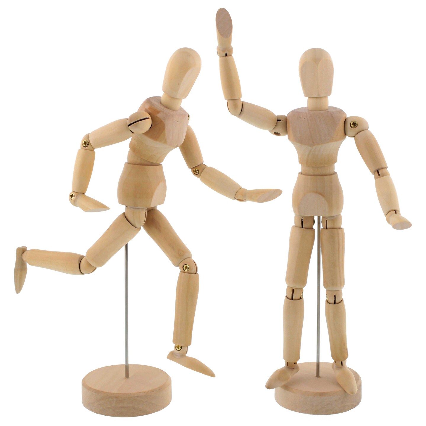 Wood 8&#x22; Artist Drawing Manikin Articulated Mannequin with Base and Flexible Body - Perfect For Drawing the Human Figure (8&#x22; Male) Pack of 2 Manikins