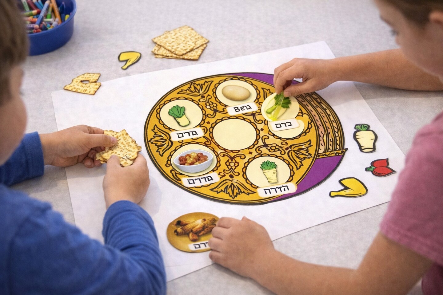 Ke’arah Die-Cut Stickers – 10 Sheets (20 Stickers Total) Passover Seder Plate Craft Stickers for Hebrew School & Classroom Activities