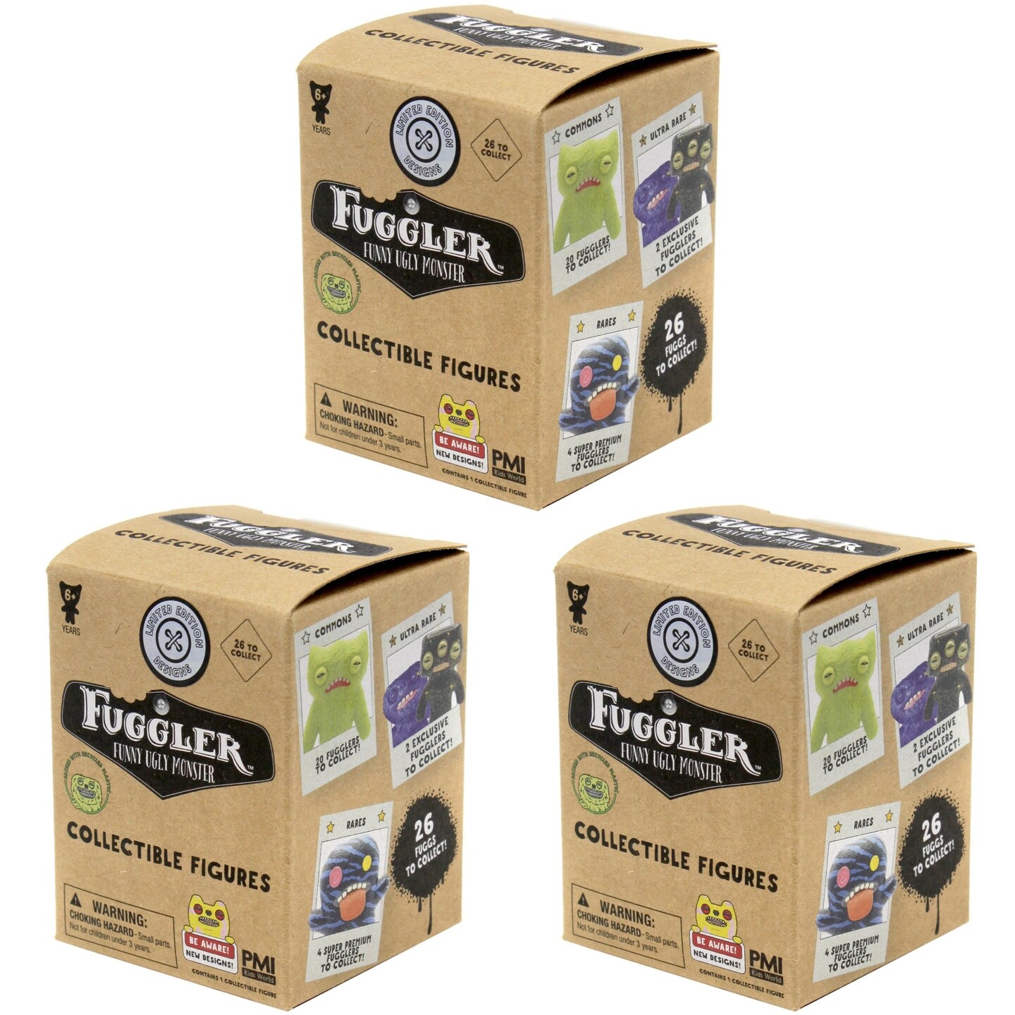 Set of 3 Zuru Fuggler Mystery Collectible Mini Figures Limited Edition Designs