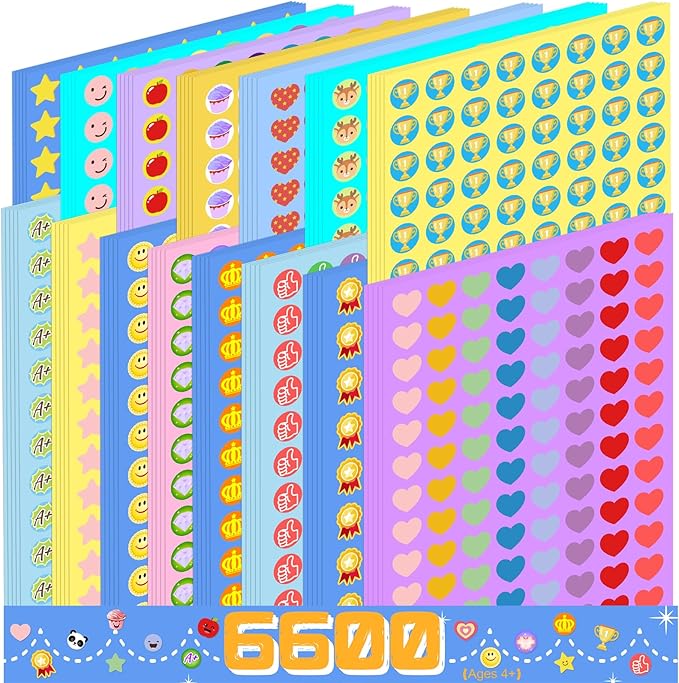 6600PCS Reward Stickers for Kids, Variety Pack Incentive Stickers for Classroom, School Teachers Supplies