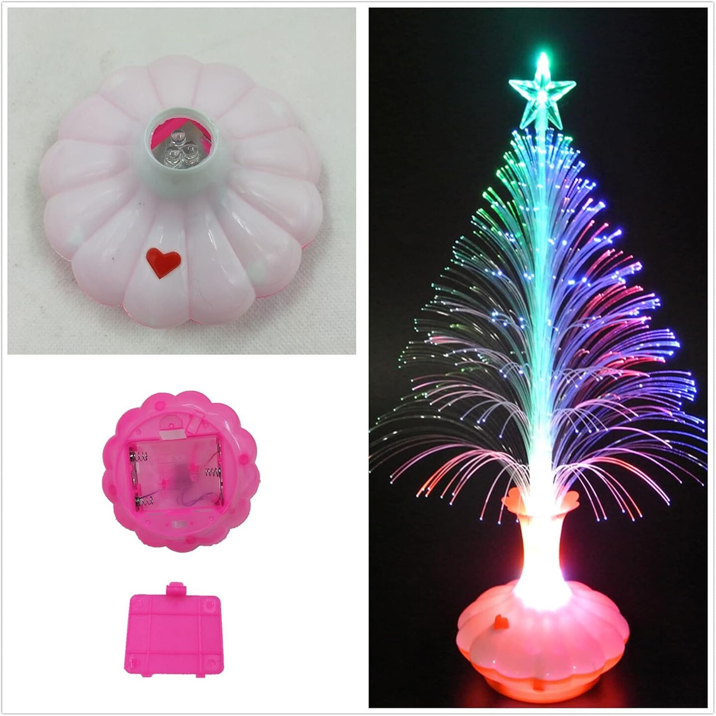 12.6" LED Fiber Optic Christmas Tree - Color Changing with Star Set Tabletop Decor