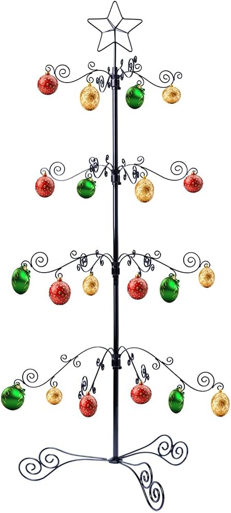 3 FT Iron Christmas Tree Ornament Display Stand - 56 Hooks