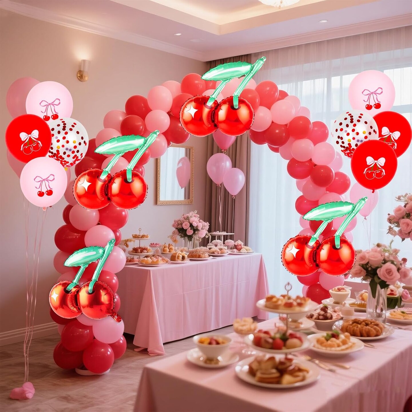 Red Summer Fruit Cherry Themed Foil Latex Balloons(Red)0.5 x 0.5 x 0.5 inches