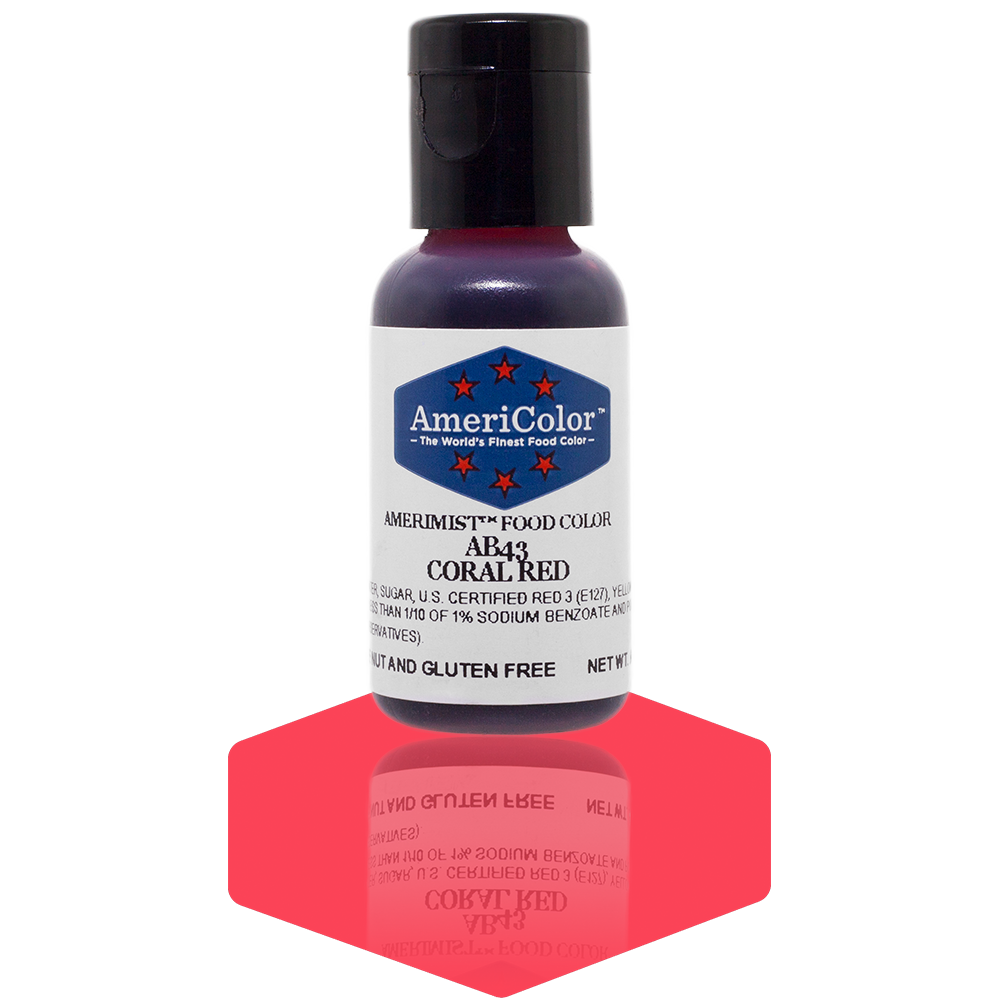 AmeriColor, Coral Red, .65 Ounce, AmeriMist Airbrush Food Coloring