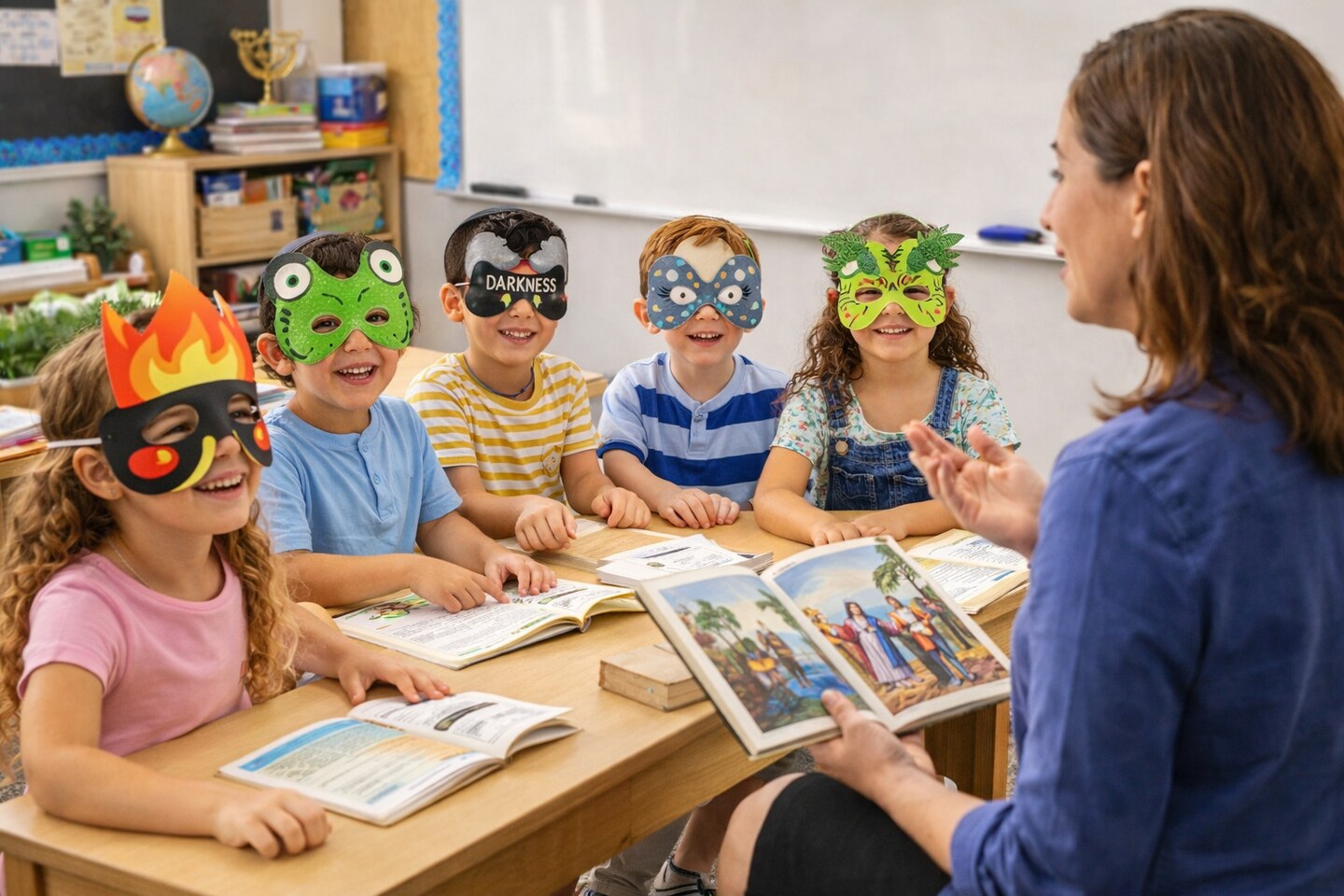 Pesach 10 Plagues Masks – Passover Ten Makkot Costume Masks for Kids Classroom & Seder Activities